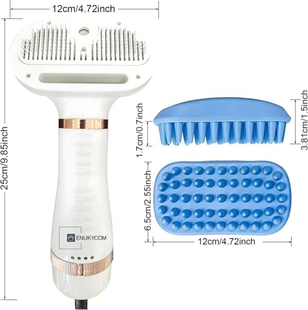 Pet Grooming Hair Blow Dryer 300 Watts for Small and Medium Dogs and Cats -Pet Hair Dryer for Dogs Grooming at Home- Pet Hair Removal Comb plus Blue Silicone Pet Wash & Massage Brush - Image 8