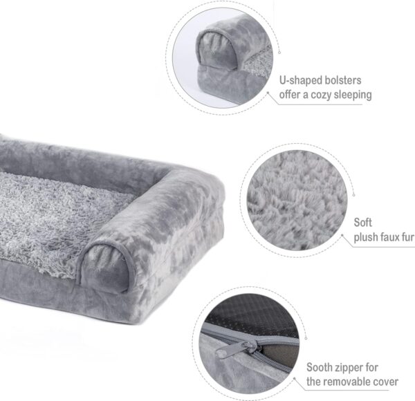 Washable Dog Bed with Removable Cover, Orthopedic Bed with Waterproof Lining, Memory Foam Bolster Sofa with Nonskid Bottom, Bed for Large, Extra Large Dogs - Image 4