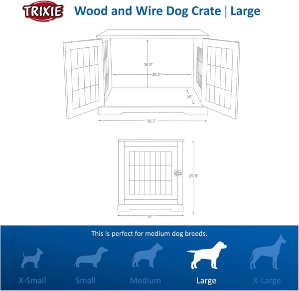 TRIXIE 38.7" Indoor Dog Crate, Wooden Crate Table for Dogs Up to 66 lb, Large Dog Kennel, Perfect in Any Room, White - Image 3