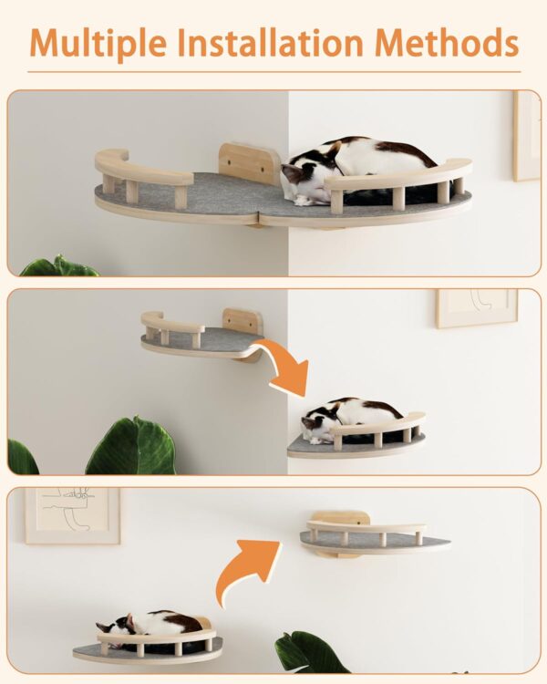 Modern Cat Wall Furniture, Cat Wall Shelves Fit Cat Up to 22Lbs with 3 Steps Cat Climbing Shelves, Cat Hammock,Floating Cat Shelves,Cat Wall Mounted Shelves and Perches,Gift for Cat - Image 3