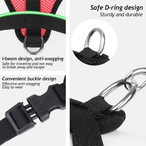 Dog Walking Chest Harness and Leash, Anti-Escape Adjustable Soft Mesh Dog Leash and Harness Set for Small Dog and Puppies, Vest for Medium Sized Dogs (red, S) - Image 5