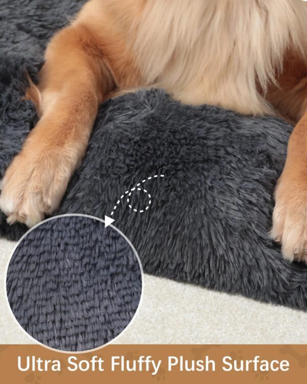 Dog Crate Pad Ultra Soft Dog Bed Mat Washable Pet Kennel Bed with Non-Slip Bottom Fluffy Plush Sleeping Mat for Large Medium Small Dogs, 35 x 22 Inch - Image 2