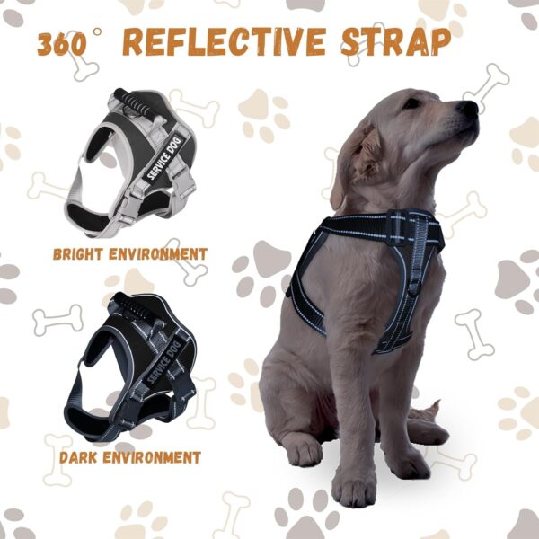 Heavy Duty No-Pull Dog Harness and Leash Set for Large Dogs - Reflective Adjustable Training Vest with Handle, Oxford Fabric, Easy Control (Black, Size L) - Image 5