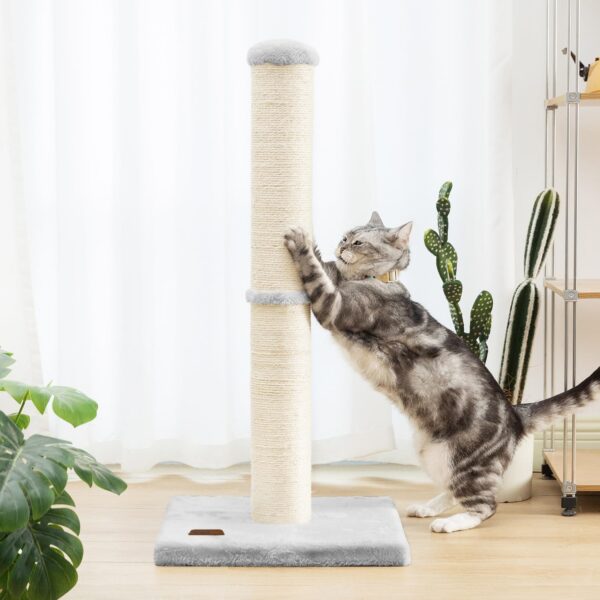 34inch Cat Scratching Post with Natural Sisal Rope 4.3Inch Large Diameter Scratcher Post Tree for Indoor Cats Grey - Image 5