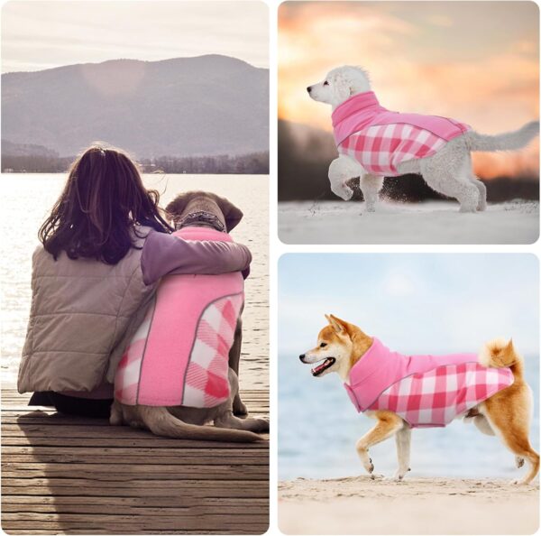 Kuoser Reversible Dog Coat, Warm Waterproof Dog Jacket, British Style Plaid Dog Winter Coats, Puppy Cold Weather Vest Windproof Outdoor Clothes Dog Snow Jackets for Small Dogs S - Image 6