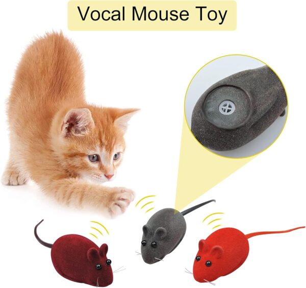 Andiker 3Pcs Cat Mouse Toy, Flocking Squeaking Mouse Cat Toy 3 Random Colors Soft Small Cat Toys for Indoor Cats Interactive Cat Toy for Cats and kitten to Catch and Bit (3pcs) - Image 2