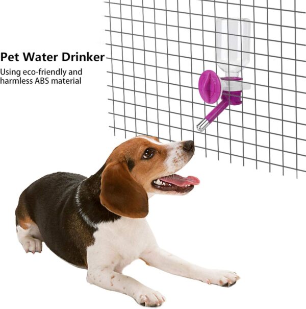 Dog Water Bottle for Crate Abs Purple Pet Water Drinker, Feeding & Watering Supplies Water Bottles Drinking Feeder Water Dispenser Non-Leakage Fountain Waterer with Water Storage Bottle for Dogs Cats - Image 7