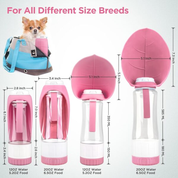 Dog Water Bottle, Pet Water Bottle with Food Container and Drinking Feeder, Leak Proof, BPA-Free, Portable Foldable Puppy Water cup Dispenser for Outdoor Walking, Travel, Hiking Small Pink - Image 7