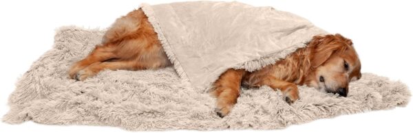 Furhaven Waterproof Throw Blanket for Dogs & Indoor Cats, Washable - Shaggy Plush Calming Long Faux Fur & Velvet Dog Blanket - Taupe, Extra Large/XL (Color May Vary)