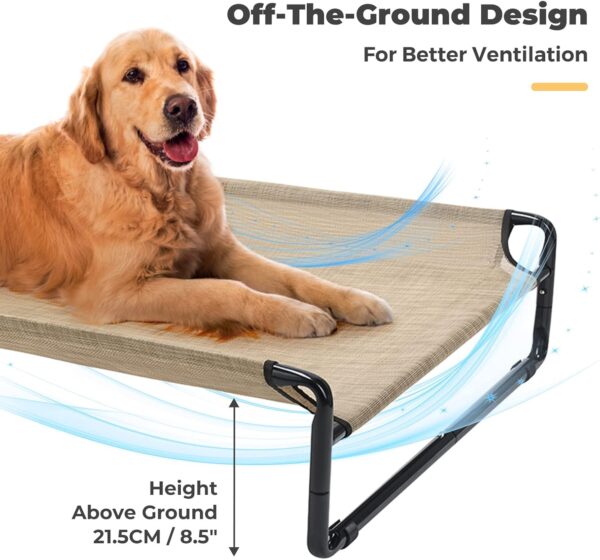 Veehoo Original Cooling Elevated Dog Bed, Outdoor Raised Dog Cots Bed for Large Dogs, Portable Standing Pet Bed with Washable Breathable Mesh, No-Slip Feet for Indoor Outdoor, Large, Beige Coffee - Image 6