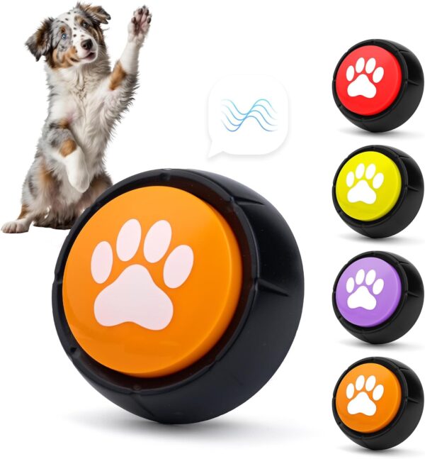 PetnBeyond Dog Talking Buttons - Communication Starter Pack, 4 PCS Dog Training Buttons, 30 Second Record Button for Pet Voice Training, Speaking Buttons for Cats and Dogs, 30s Voice Recordable Pet