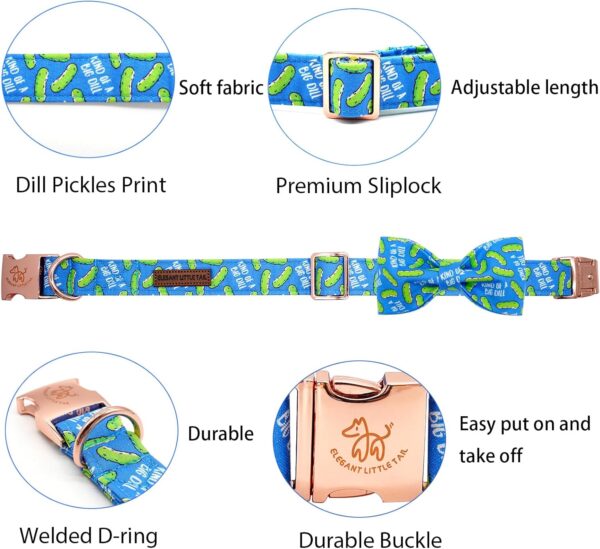 Elegant little tail Dog Collar, Dog Collar with Bow tie, Dill Pickles Print Dog Collar Pet Collar Boy Cute Bowtie Collar Dog for Medium Dogs - Image 2