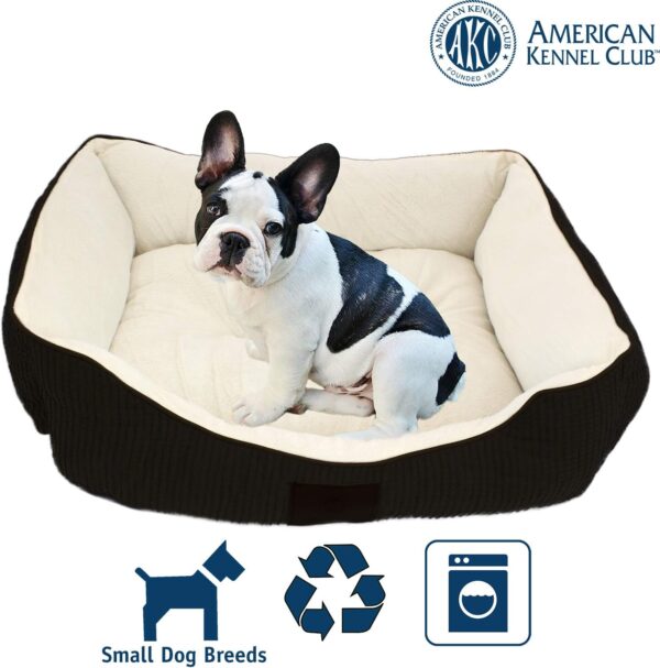 American Kennel Club Small Black Dog Bed, Solid Weave Cuddler, AKC Pet Cuddler, 26" - Image 4