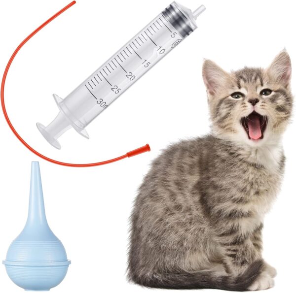 7 Pack Tube Feeding Kit for Puppies Puppy Feeding Tube Includes 3 Pack 8 FR Red Feeding Tubes, 3 Pack 10 ml 30 ml 60 ml Syringes, Bulb Syringe for Lamb Goat Puppy Whelping Kitten Measuring Watering - Image 5