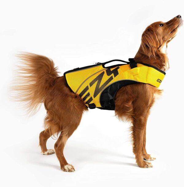 EZYDOG DFD X2 Dog Life Jacket - Adjustable Swimming Life Vest with Continuous Neck Flotation, Reflective Trim, & Grab Handle (Small, Yellow) - Image 2