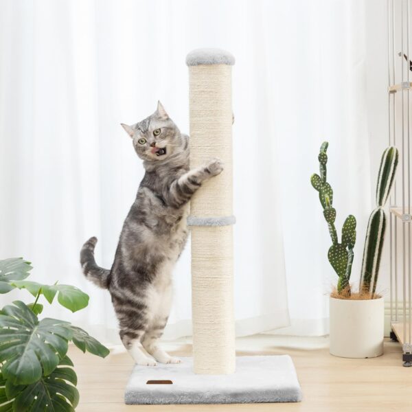 34inch Cat Scratching Post with Natural Sisal Rope 4.3Inch Large Diameter Scratcher Post Tree for Indoor Cats Grey - Image 4