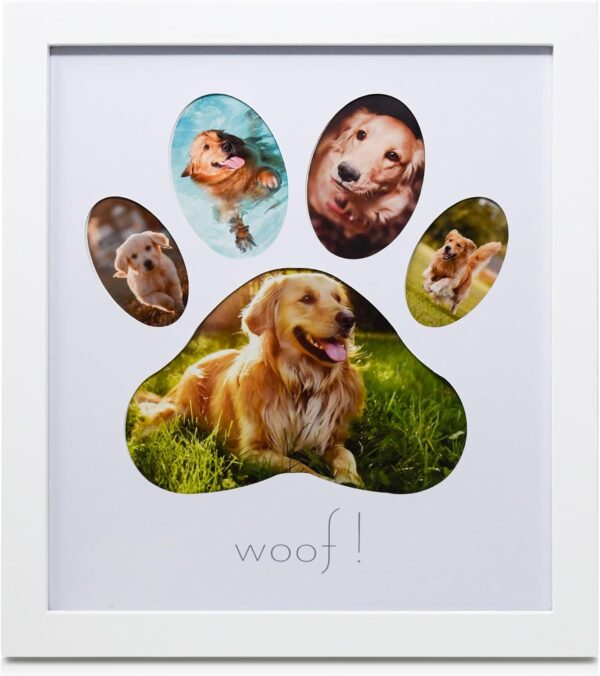 Green Pollywog,5-Opening Paw Print Collage Frame,Paw Print Picture Frame,Dog Frame for Pictures,Dog Mom Frame,Dog Dad Frame,Dog Paw Print Gifts,Pet Memorial Picture Frame,Pawprint Frame