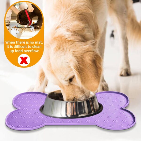 Dog Food Mat Anti-Slip Silicone Dog Bowl Mat Thicker Pet Placemat Waterproof Cat Feeder Pad with Raised Edge Puppy kitten Feeding Mats Suitable Small Medium-Sized Dogs Cats Eating Tray - Image 6