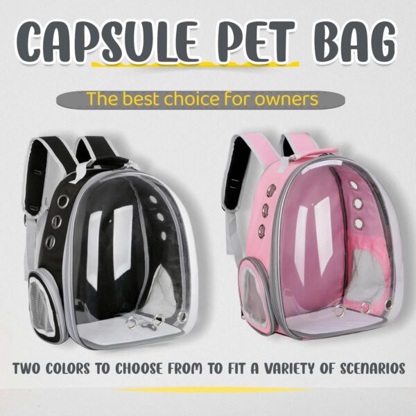 Cat Backpack Bubble, Cats and Dogs Pet Carrier Hard, Suitable for Cats Traveling Cat Bag Carrier, Transparent Outdoor Waterproof Spacecraft Pet Backpack Carrier(Black) - Image 2