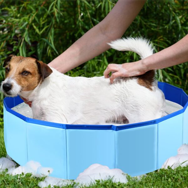 24'' x 8'' Dog Pool, Folding Dog Swimming Pool, Portable Dog Bathtub, Dogs Cats PVC Non-Slip Bath Tub Puppy Shower Bathing Tub and Collapsible Pool for Dogs Cats (Blue) - Image 6