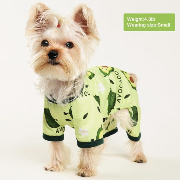 Dog Pajamas for Small Dogs Boy Girl Cute Dog Clothes Soft Stretch Chihuahua Yorkie Clothes Onesies Summer Puppy Pajamas XS-XXL, Pet Dog Pjs Outfits Shirts Cats Jammies Sleeper Medium Avocado Green - Image 2