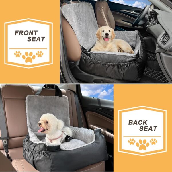 Dog Car Seat for Small/Medium Dogs, Pet Dog Booster Seat with Storage Pockets & Clip-On Safety Leash, Washable and Safety Car Seat Under 30lbs, Fits for All Cars, SUVs, Trucks Front/Back Seat - Image 5