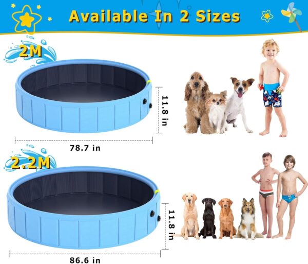 Foldable Dog Pool with Sprinkler, 86.6 in Extra Large Dog Swimming Pool, Outdoor Collapsible Pet Bathing Tub for Pets Dogs Cats and Kids (86.6" x 12",Blue) - Image 4