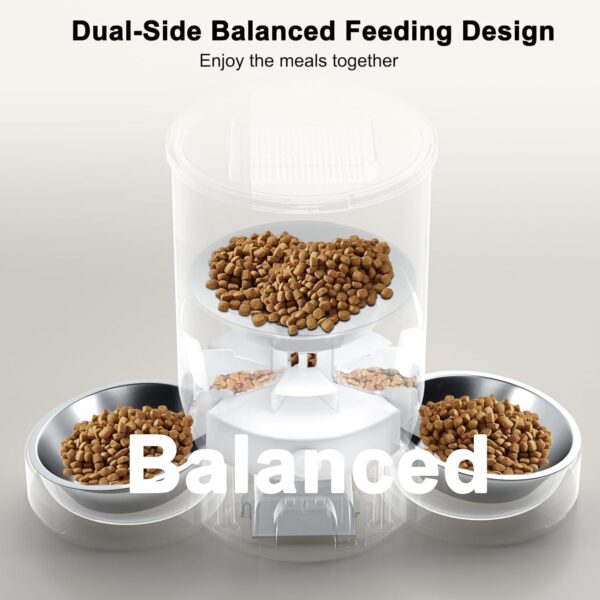 Automatic Cat Feeder for 2 Cats, SURDY 2.4G WiFi Smart Pet Feeder with APP Control for Remote Feeding, 3L Timed Pet Feeder Programmable 1-10 Meals, Dual Power Supply, Desiccant Bag, 10s Meal Call - Image 4