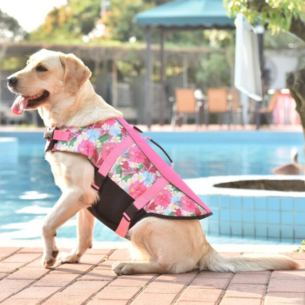 Hawaiian Sports Style Dog Life Jacket - Dog Life Vest with Rescue Handle for Swimming Boating and Adjustable Puppy Life Jacket - Ripstop Life Jackets for Small Medium Large Dogs - Image 5