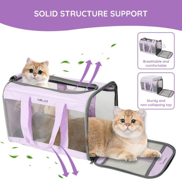 BELLA & PAL Dog Carriers for Small Dogs, Cat Carrier Soft, Pet Carrier Airline Approved, Small Animal Carrier Under 16 Lbs, Puppy dog Collapsible Soft Sided Travel, Lavender, Purple - Image 2