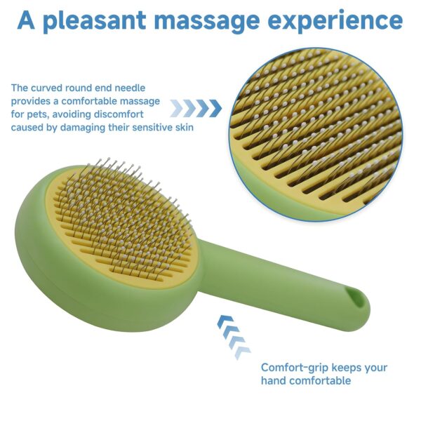 self-cleaning cat and dog grooming brush hair removal comb, cat brush and dog pet comb tool, used to remove loose and loose hair, tangled hair on mats, pet massage comb - Image 2