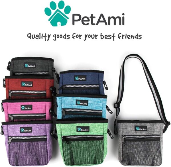 PetAmi Dog Treat Pouch | Dog Training Pouch Bag with Waist Shoulder Strap, Poop Bag Dispenser | Treat Training Bag for Treats, Kibbles, Pet Toys | 3 Ways to Wear (Turquoise) | No bowl included - Image 7