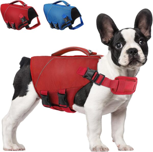 ASENKU Lightweight Dog Life Jacket,Dog Life Vest for Swimming Boating, Dog Swimming Vest with High Flotation Pet Life Jacket for Small Medium and Large Dogs