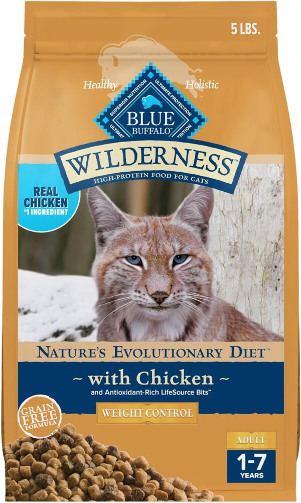 Blue Buffalo Wilderness High Protein, Natural Adult Weight Control Dry Cat Food, Chicken 5-lb