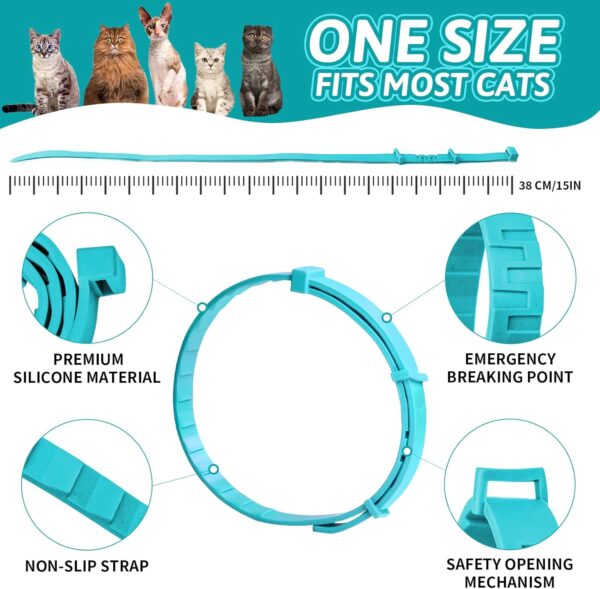 VICSOM Cat Calming Collar, Calming Pheromone Collar for Cats, Anti Anxiety Relief Stress Adjustable Waterproof Cat Calm Collar with 60 Days Natural Calm Treatment 4 Packs 15In, Light Blue - Image 7