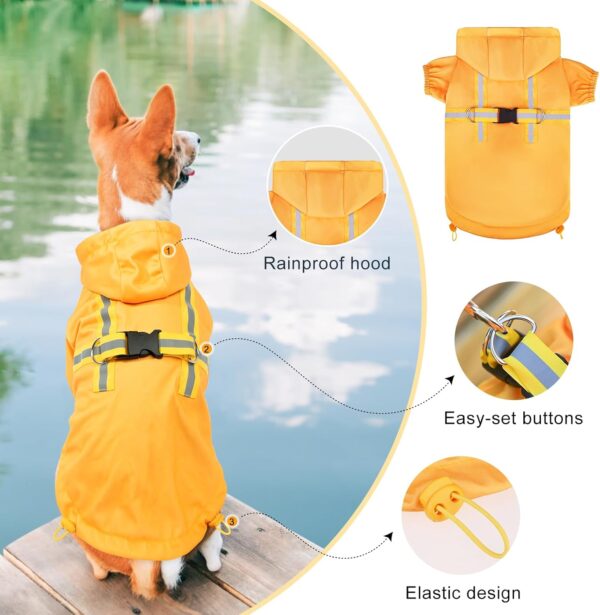 BEAUTYZOO Dog Raincoat with Harness Built-in for Small Medium Dogs and Puppies Boys Girls, Dog Rain Jacket Hooded Slicker Poncho Waterproof Reflective Dog Clothes for Winter Cold Rainy Snowy Days, M - Image 3