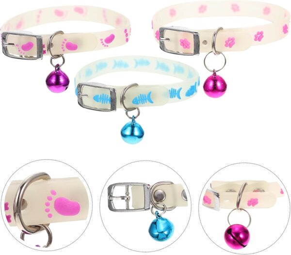 3Pcs Adjustable Light Up Puppy Collars Glowing Cat Dog Collar with Bell Glowing Pet Dog Collar for Night Safety, Lighted Cat Collar for Small Medium Dogs Cats Kitten - Image 6