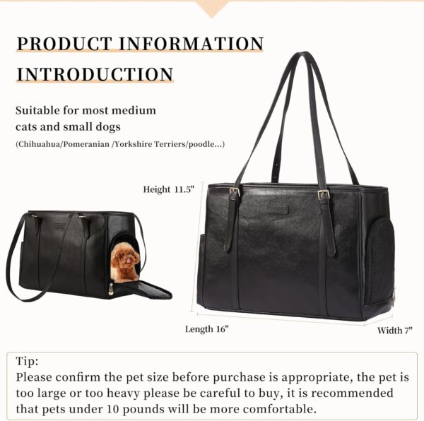 Fashion Dog purse Pet Carrier Leather Bag for Small Dogs Cats Puppy, Portable Tote Bag Airline Approved Soft-Sided Carriers (Black) - Image 2