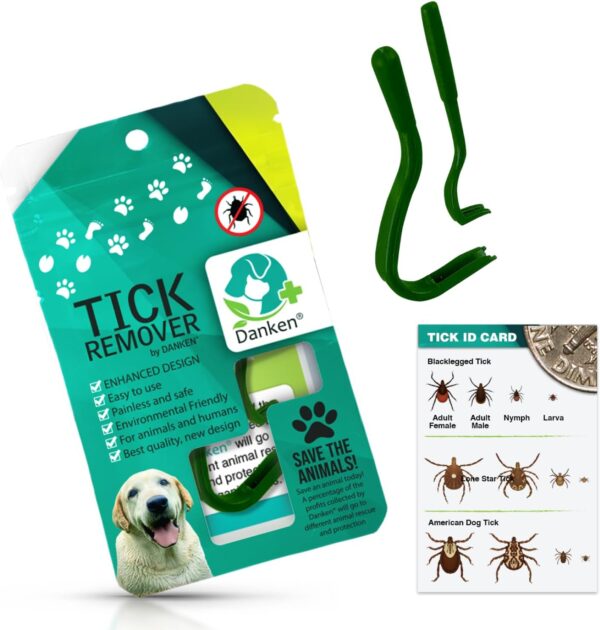 Danken® Tick Remover for Dogs | Tick Removal Tool for Dogs, Cats, Horses, and Humans | Enhanced Design | Tick Tweezers | Dog Tick Remover Tool | Tick Grabber | Tick Puller (2 Pack Resealable Bag)