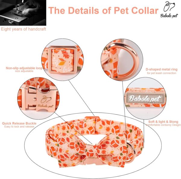 Fall Dog Bow Tie Collar Adjustable Thanksgiving Boy Girl Large Dog Cotton Collars Rose Gold Metal Buckle Orange College Football Printed L - Image 5