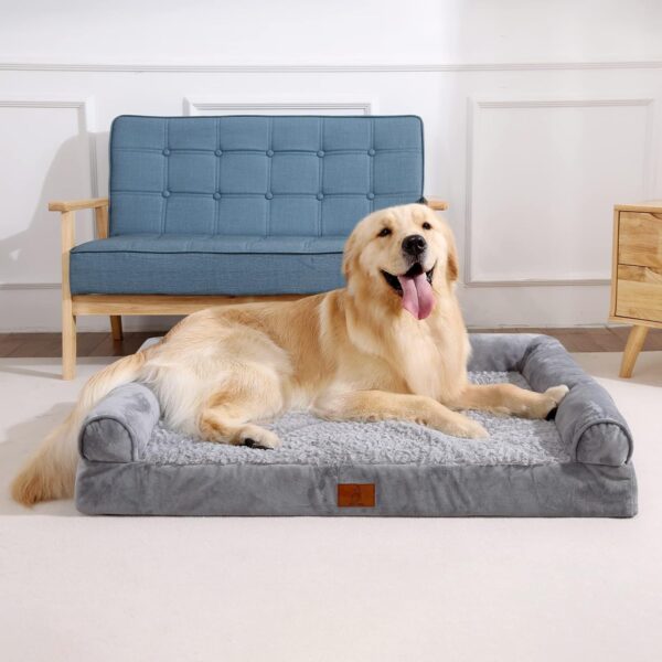 Washable Dog Bed with Removable Cover, Orthopedic Bed with Waterproof Lining, Memory Foam Bolster Sofa with Nonskid Bottom, Bed for Large, Extra Large Dogs - Image 8