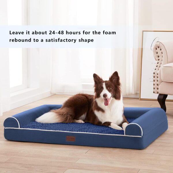 Orthopedic Dog Beds for Large Dogs, Foam Pet Sofa with Waterproof Lining, Removable Washable Cover and Nonskid Bottom, Dog Couch Bed for Comfortable Sleep,Navy Blue - Image 4