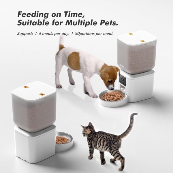 Automatic Dog Feeder - 8L/34 Cups Large Capacity Automatic Cat Food Dispenser with Display LCD Screen,Large Food Tray,Battery Operated,Timed Cat Feeder,Up to 50 Portions 6 Meals Per Day,Keeps Fresh - Image 3