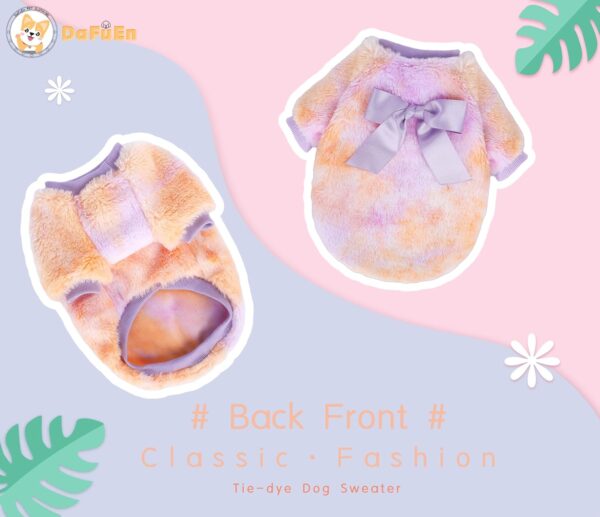 Tie Dye Dog Shirt XXS Dog Clothes for Small Dogs Girl Boy Winter Puppy Sweater Fleece Warm Pet Outfit for Cats Dogs Cute Doggy Apparel Cold Weather Dog Coat (X-Small, Tie-Dye 3) - Image 2