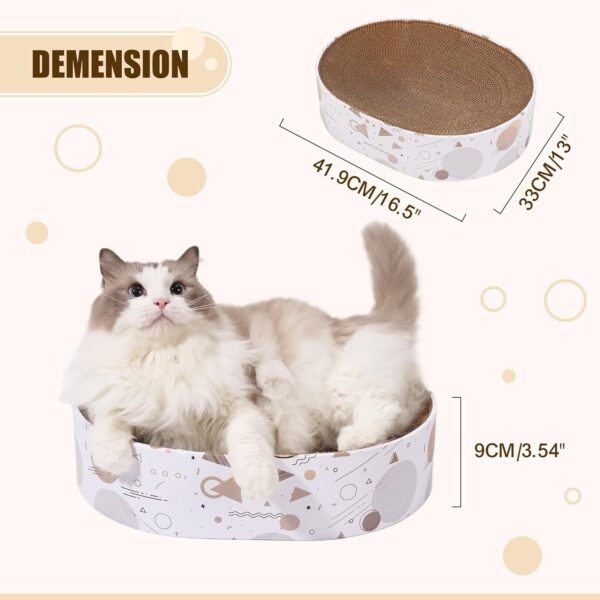 Cardboard Scratcher Pad Scratching Post:Oval Sturdy Cat Scratching Cardboard Pad Breathable Cat Scratch Pad, Cat Scratching Cardboard for Indoor Cats, Furniture Protecter - Image 3