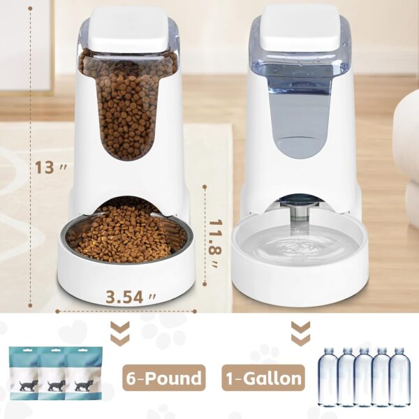 2 Pack Automatic Cat Feeder and Water Dispenser Dog Gravity Food Feeder and Waterer Self Feeding Bowls for Small Medium Pets Puppy Kitten (White) - Image 4