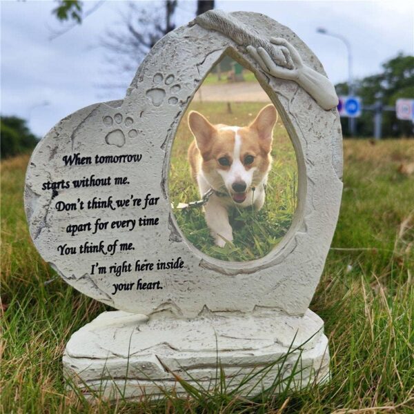 Pet Dog Memorial Stones with Photo Frame Photo Frame, Heart Shaped Pet Dog Garden Stones Grave Markers Headstones Outdoor or Indoor, Sympaty Pet Dog Memorial Gifts Loss Gifts Remembrance Gifts - Image 6