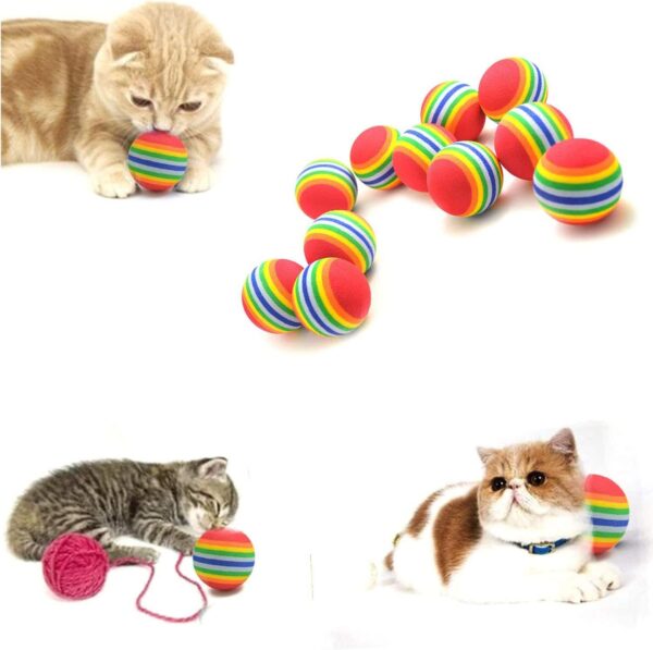 12PCS Foam Balls for Cats, Colorful Rainbow Ball Cat Toy Sponge Ball Cat Toy Ball Soft Pet Ball Toy for Cat Puppy Kitty - Image 4