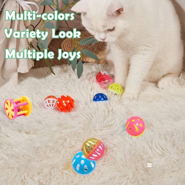 Cat Jingle Balls Toys 10Pcs 6 Styles for Indoor Cats - Plastic Lattice Cat Balls with Bells Kitten Rattle Toy, Gift Box and 1.5" - Image 5