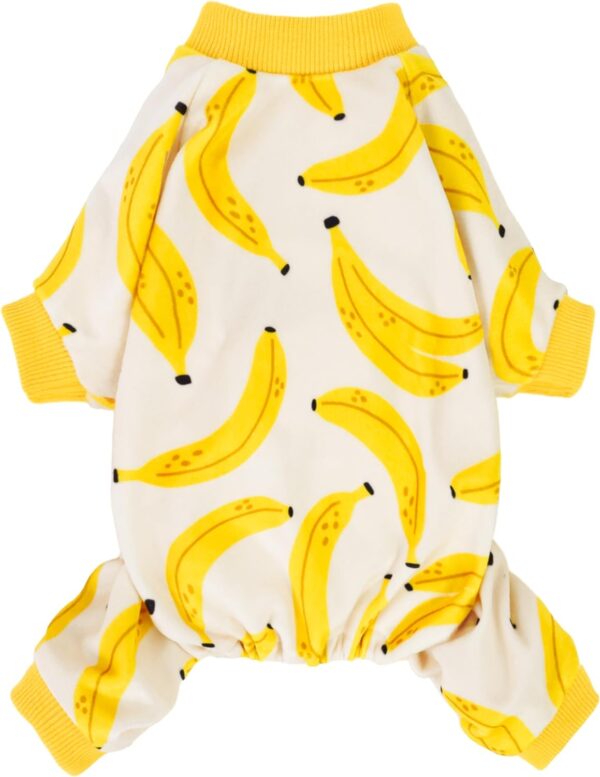 Fitwarm Banana Dog Pajamas, Warm Dog Onesie, Dog Clothes for Small Dogs Girl Boy, Lightweight Velvet Pet Jumpsuit, Cat Outfit, Beige, Yellow, Medium